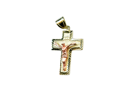 Two Tone Plated Crucifix Cross Pendant